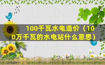 100千瓦水电造价（100万千瓦的水电站什么意思）