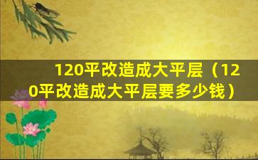 120平改造成大平层（120平改造成大平层要多少钱）