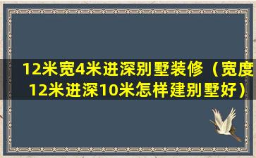 12米宽4米进深别墅装修（宽度12米进深10米怎样建别墅好）