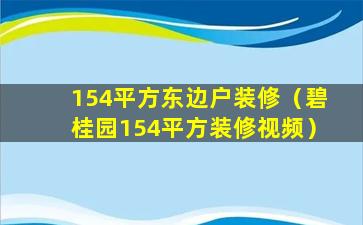 154平方东边户装修（碧桂园154平方装修视频）