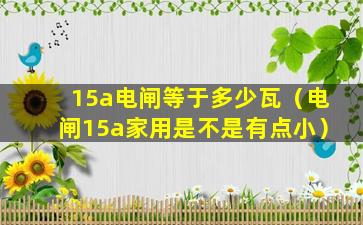 15a电闸等于多少瓦（电闸15a家用是不是有点小）