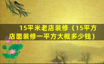 15平米老店装修（15平方店面装修一平方大概多少钱）