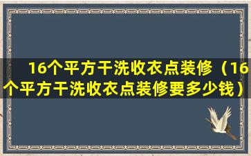 16个平方干洗收衣点装修（16个平方干洗收衣点装修要多少钱）