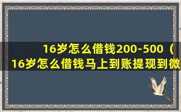 16岁怎么借钱200-500（16岁怎么借钱马上到账提现到微信钱包）