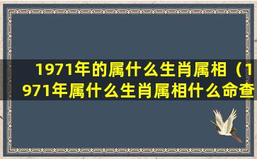 1971年的属什么生肖属相（1971年属什么生肖属相什么命查一查找几几年全部生肖）