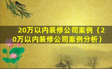 20万以内装修公司案例（20万以内装修公司案例分析）