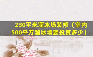 230平米溜冰场装修（室内500平方溜冰场要投资多少）