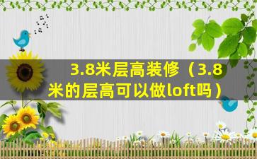 3.8米层高装修（3.8米的层高可以做loft吗）