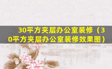 30平方夹层办公室装修（30平方夹层办公室装修效果图）