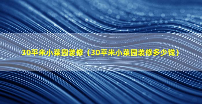 30平米小菜园装修（30平米小菜园装修多少钱）