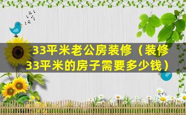 33平米老公房装修（装修33平米的房子需要多少钱）