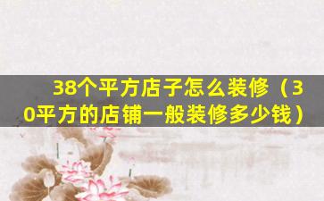 38个平方店子怎么装修（30平方的店铺一般装修多少钱）