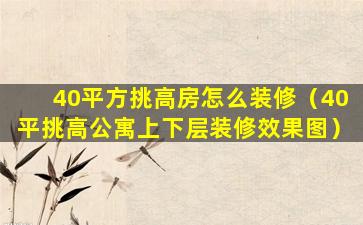 40平方挑高房怎么装修（40平挑高公寓上下层装修效果图）