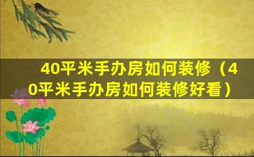 40平米手办房如何装修（40平米手办房如何装修好看）