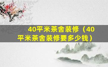 40平米茶舍装修（40平米茶舍装修要多少钱）