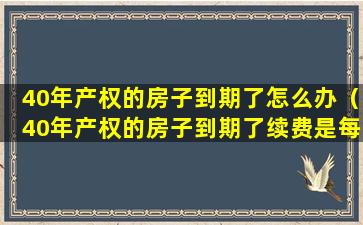 40年产权的房子到期了怎么办（40年产权的房子到期了续费是每年一续还是一次性续完）