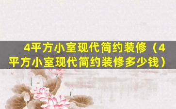 4平方小室现代简约装修（4平方小室现代简约装修多少钱）