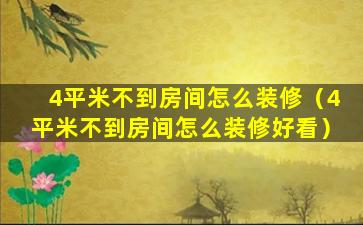 4平米不到房间怎么装修（4平米不到房间怎么装修好看）