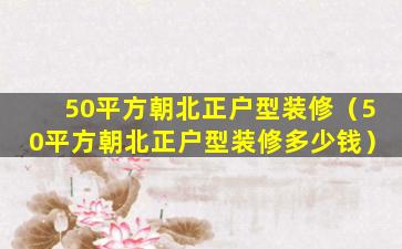 50平方朝北正户型装修（50平方朝北正户型装修多少钱）