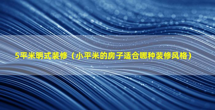 5平米明式装修（小平米的房子适合哪种装修风格）