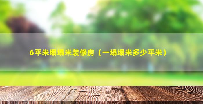 6平米塌塌米装修房（一塌塌米多少平米）