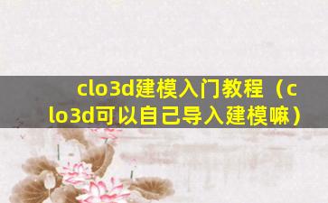 clo3d建模入门教程（clo3d可以自己导入建模嘛）