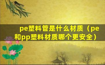 pe塑料管是什么材质（pe和pp塑料材质哪个更安全）