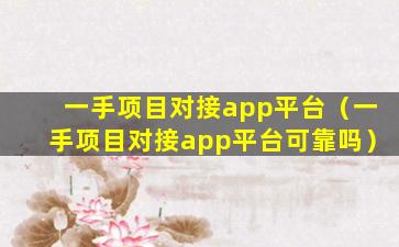 一手项目对接app平台（一手项目对接app平台可靠吗）