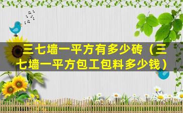 三七墙一平方有多少砖（三七墙一平方包工包料多少钱）