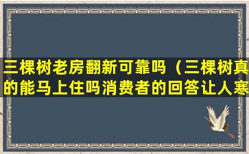 三棵树老房翻新可靠吗（三棵树真的能马上住吗消费者的回答让人寒心）