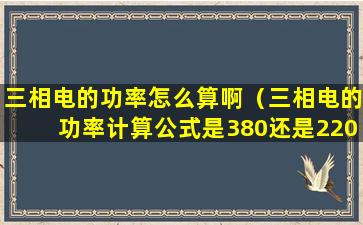 三相电的功率怎么算啊（三相电的功率计算公式是380还是220）