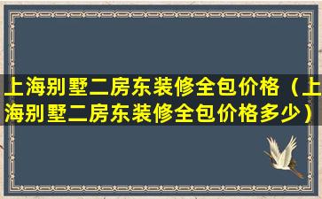 上海别墅二房东装修全包价格（上海别墅二房东装修全包价格多少）