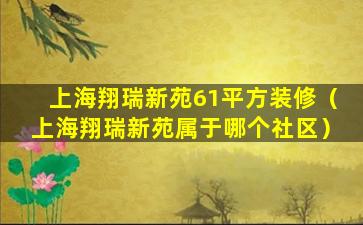 上海翔瑞新苑61平方装修（上海翔瑞新苑属于哪个社区）