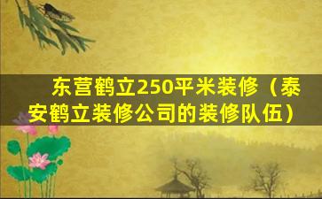 东营鹤立250平米装修（泰安鹤立装修公司的装修队伍）