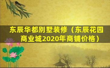 东辰华都别墅装修（东辰花园商业城2020年商铺价格）