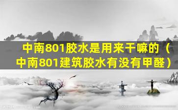 中南801胶水是用来干嘛的（中南801建筑胶水有没有甲醛）