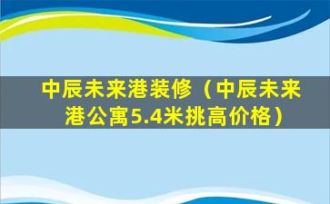 中辰未来港装修（中辰未来港公寓5.4米挑高价格）