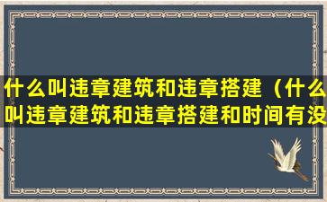 什么叫违章建筑和违章搭建（什么叫违章建筑和违章搭建和时间有没有关系）