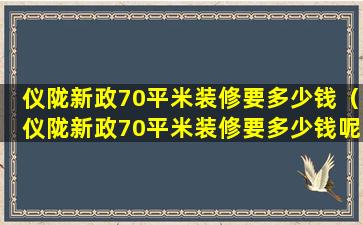 仪陇新政70平米装修要多少钱（仪陇新政70平米装修要多少钱呢）