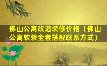 佛山公寓改造装修价格（佛山公寓软装全套搭配联系方式）