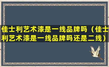 佳士利艺术漆是一线品牌吗（佳士利艺术漆是一线品牌吗还是二线）