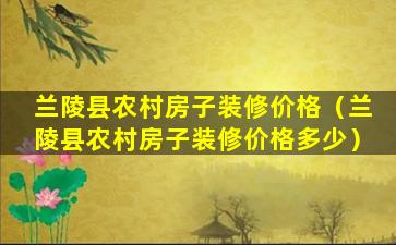 兰陵县农村房子装修价格（兰陵县农村房子装修价格多少）