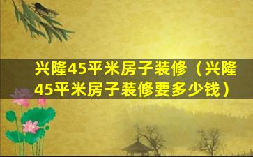 兴隆45平米房子装修（兴隆45平米房子装修要多少钱）