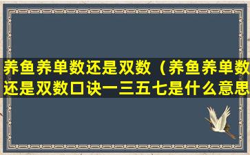 养鱼养单数还是双数（养鱼养单数还是双数口诀一三五七是什么意思）