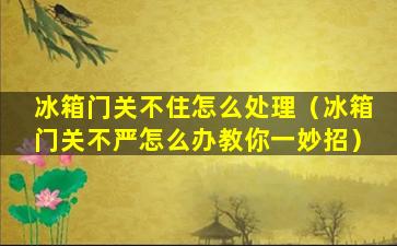 冰箱门关不住怎么处理（冰箱门关不严怎么办教你一妙招）