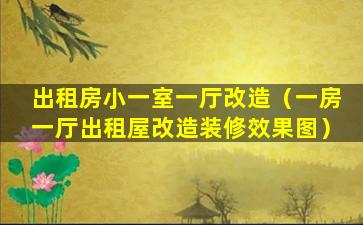 出租房小一室一厅改造（一房一厅出租屋改造装修效果图）