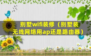 别墅wifi装修（别墅装无线网络用ap还是路由器）