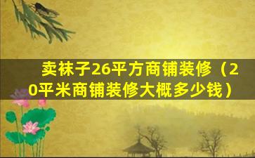 卖袜子26平方商铺装修（20平米商铺装修大概多少钱）