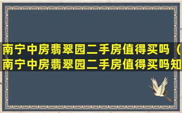 南宁中房翡翠园二手房值得买吗（南宁中房翡翠园二手房值得买吗知乎）