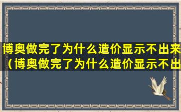 博奥做完了为什么造价显示不出来（博奥做完了为什么造价显示不出来了）